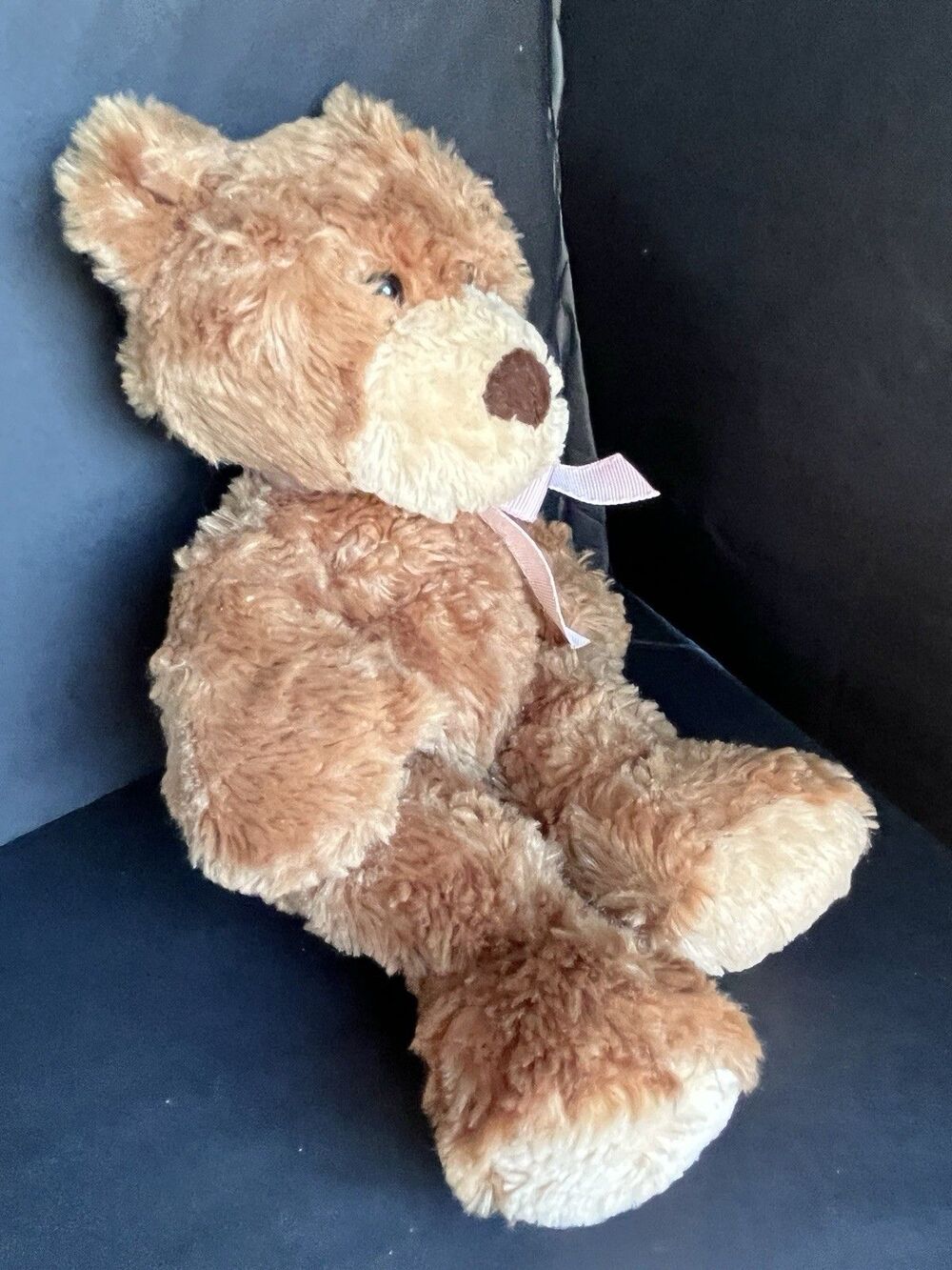Vintage Carter’s Classics  Pink Ribbon Fuzzy Teddy Bear Brown Plush Lovey RARE - Picture 7 of 12